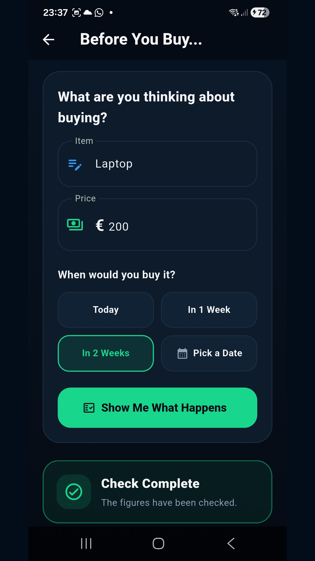 Ready365 Before You Buy item, price and date options